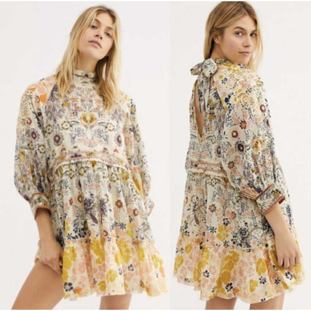 Free People Pear Slice Combo Floral Nouveau Mini Dress Size X-Large NWT